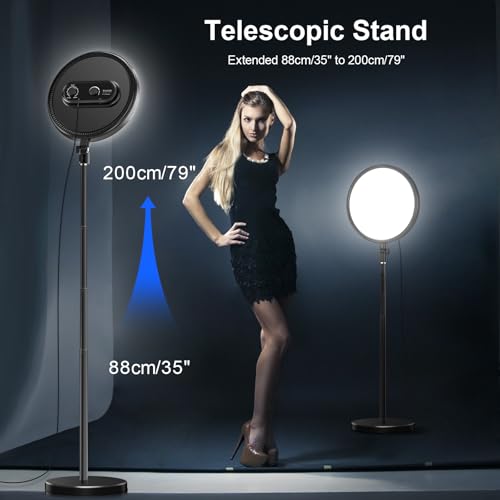 Tobeape 13" Ring Light with 79" Extendable Stand, 2700-6500K Dimmable Photography Light with Remote & Phone Holder, LED Full-Screen Circle Round Soft Light for Selfie/Makeup/Tiktok/YouTube/Vlogging