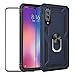 BestShare for Xiaomi Mi 9 SE Case & TempeBlue Glass Screen Protector, Rugged Hybrid Armor Anti-Scratch Shockproof Kickstand Cover & Magnetic Car Mount Ring Grip, Blue