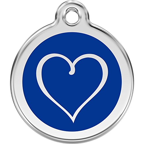 Red Dingo Personalized Tribal Heart Pet ID Dog Tag (Medium Dark Blue)