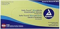 Dynarex 2513 SafeTouch Nitrile Exam Gloves, Non-Latex, Powder Free, Large, Blue (Pack of 100)