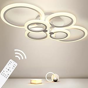 Plafondlamp Anten LED Dimbaar 40W | Gedraaide 6 ringen modern design hangkroonluchter met afstandsbediening | 2800LM…