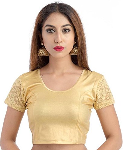 fressia fabrics women's lycra saree blouse (master100combo(gold_xxx))