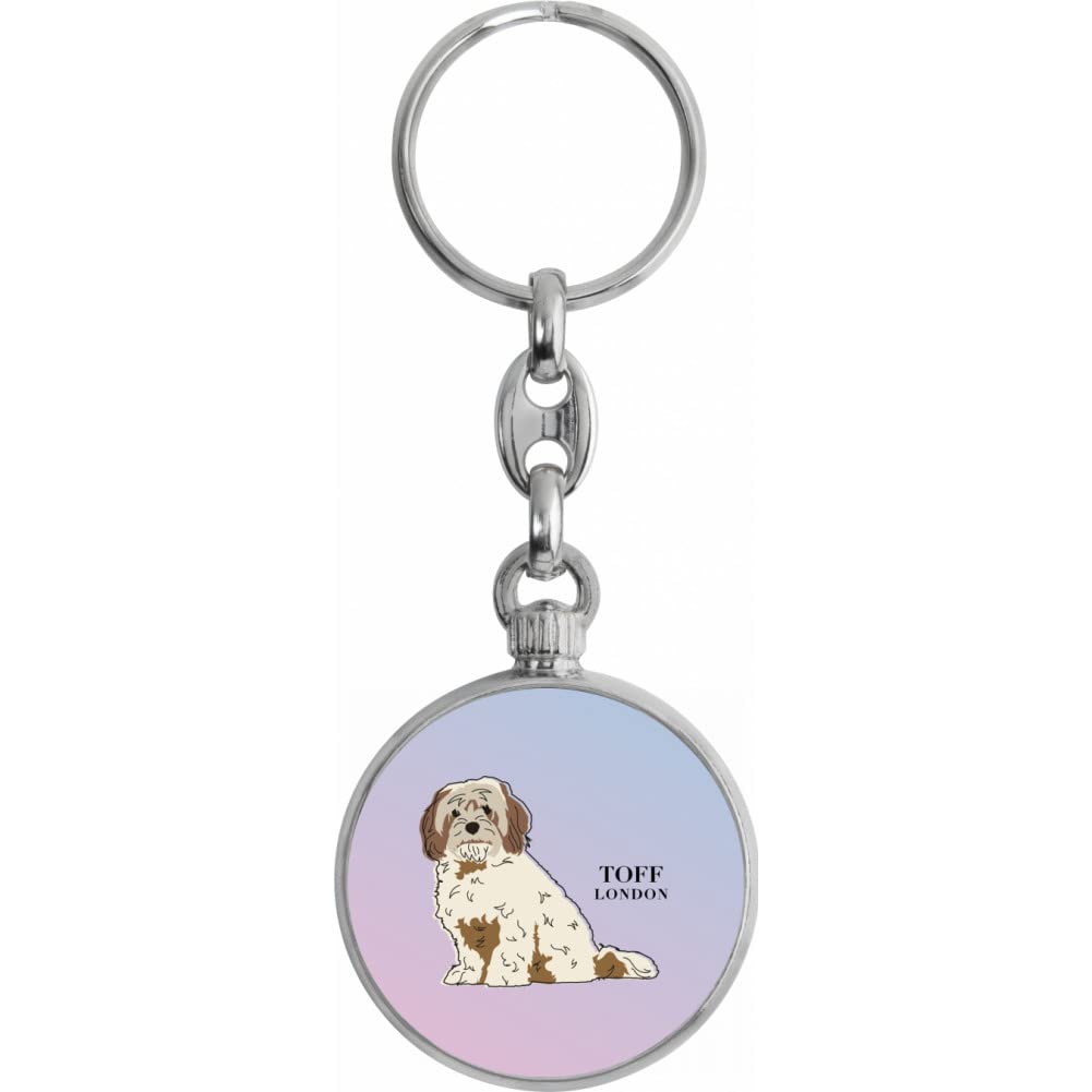 Toff London Beige And Brown Cavachon Dog Keyring