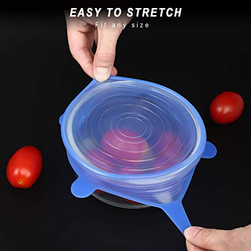 Silicone Stretch Lids,13 Pack Bowl Covers Food Huggers Reusable Expandable Containers for Fruits Vegetables Cups Bowls Dishes Cans (12 PACK)