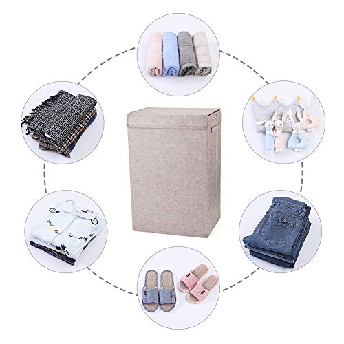 Hosroome Laundry Hampers with Lids Laundry Baskets with Handles Waterproof and Mildewproof Foldable Hamper Easily Transport Laundry,Brown