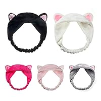 Tcplyn  5pcs/pack Cute Cat Ear Hair Band For Women Wash Face Makeup Running Sport Headbands