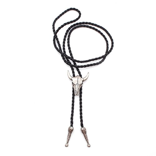 Lychee 3D Bull Head Buffalo Skull Bolo Bola Tie Necktie Western Cowboy Cool Gift