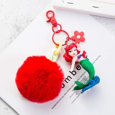 dahuimin Lovely Snow White Mermaid Keychain Doll Keyring For Women Girl Handbag Backpack Charms Pendant Fashion Key Chain Ring Fg-14