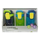 Contigo Kids Autoseal Gizmo Water Bottles, 14oz (Nautical/School boy/Granny Smith)