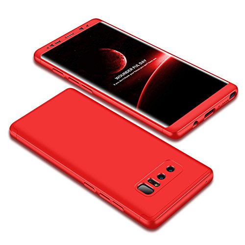 Galaxy Note 8 Case, 3 in 1 Ultra Slim Hard PC Premium Case Hybrid Anti Fingerprint Scratches Soft Grip 360 Degree Full Body Protection Cover Case for Samsung Galaxy Note 8(Red) 