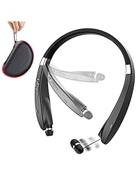 Beartwo   Auriculares Bluetooth plegables y ligeros, retráctiles, para deportes y ejercicio, cancelación de ruido, auriculares inalámbricos, Negro (dark black)