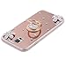 Galaxy Note 4 Case,PHEZEN Samsung Galaxy Note 4 Glitter Case Bling Rhinestone Rose Gold Mirror Makeup Case with Ring Holder Stand Diamond Crystal Flower Protective TPU Case for Samsung Galaxy Note 4