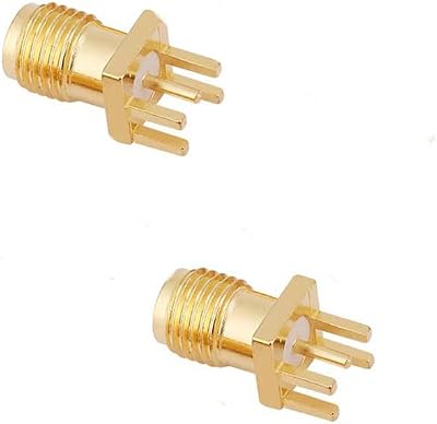 zalati 10 Pcs SMA Female Jack Connector PCB Mount Adapter 50 Ohm RF Connector