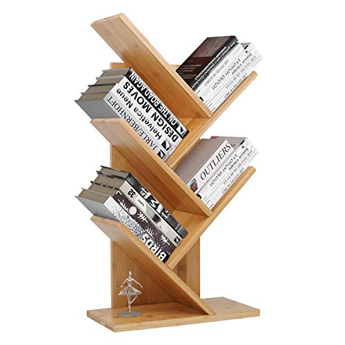 Tree-Bookshelf-Bamboo-Wood-Bookcase-Rack-4-Tier-Book-Rack-Free-Standing-Holder-Organizer-Book-Storage-Organizer-Shelves-BooksCDsAlbumsFiles-Holder-Display-Storage-Rack-for-Home-Office
