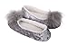 Arctic Paw Slippers for Women - Fleece Lined with Faux Fur Pompoms, Grey, 7-8
