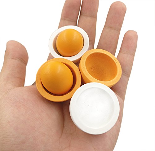 R.FlOWER 3 Pairs Simulation Mini Educational Two-color wood Egg Toys Artificial Nest Wooden Fake Eggs Children Play Food Kitchen Game Toy