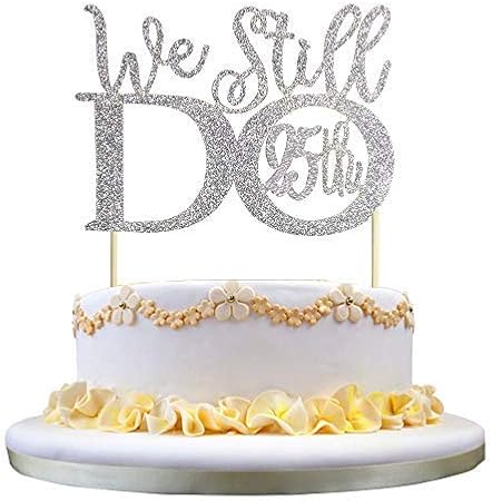 Amazon Co Jp Grantparty グリッターシルバー 25周年記念ケーキトッパー We Still Do 25th Vow リニューアル 結婚記念日 ケーキトッパー おもちゃ