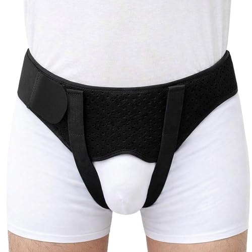 BeFit24 Leistenbruchgürtel für Männer mit 2 medizinischen Silikoneinlagen | Leistenbruch Herniengürtel Herren Bruchband komfortabel diskret elastisch PU-Polster