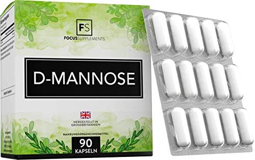 D Mannose Powder Capsules [500mg] | 90 Vegan Capsules | Urinary Tract Relief | Alternative to Antibiotics for UTI Treatment | Focus Supplements