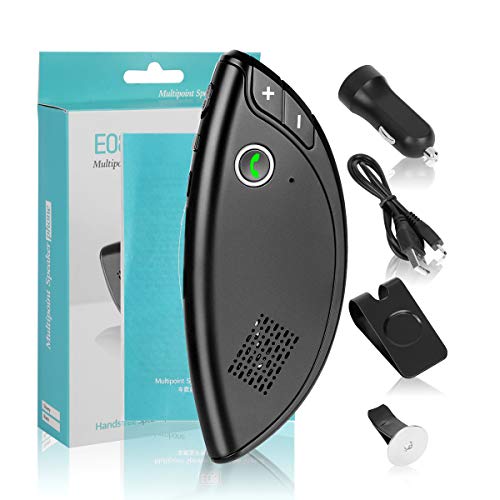 Bluetooth Car Speakerphone, VICOODA Wireless Bluetooth Hands-Free Speaker Car Kit with Visor Clip Built-in Mic Music Player, Magnet Adsorption