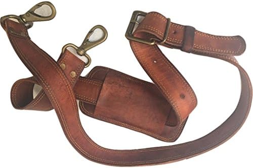 Leather Adjustable Padded Replacement Shoulder Strap with Metal Swivel Hooks for Messenger, Laptop, Camera, Duffle Bags &amp; More