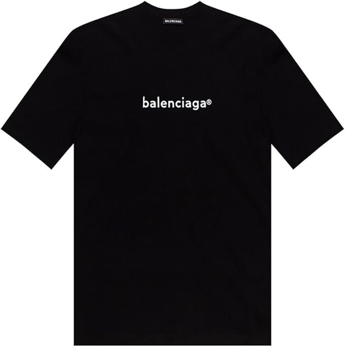 Balenciaga Authentic Men's Black Oversize Logo Short Sleeve TShirt