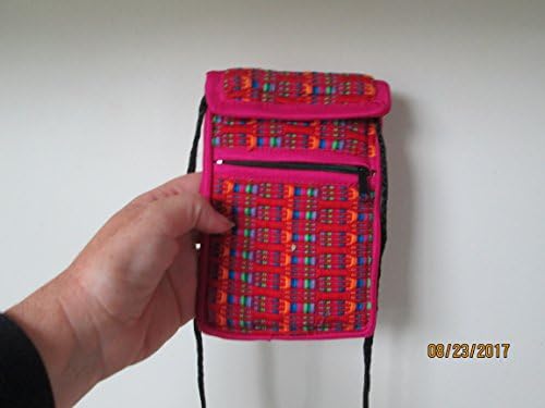 pink rainbow multi color striped design zippered purse Guatemala Guatemalan woven textile purse coin credit card electronic cell phone pouch bag wallet fair trade