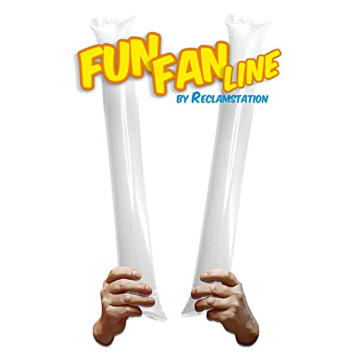 Fun Fan Line - 60 Pairs Bam Bam Thunder Sticks. Noise Makers for Sporting Events. Boom Sticks for Cheerleading. Noise Sticks for Stadium or Parties. (White)