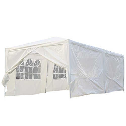 Qisan Carport Canopy tent 10 X 20-feet Domain Carport with sidewalls, white for Party/Commercial Activity(calm environment only)