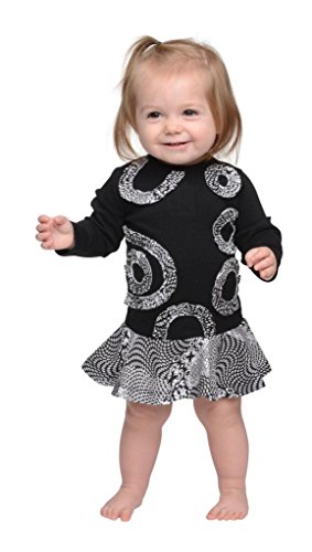 snopea Baby Girls' Swirl Dress 24MO Black And White