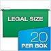 Pendaflex SureHook Reinforced Hanging Folders, Legal Size, Bright Green, 1/5 Cut, 20/BX (6153 1/5 BGR)