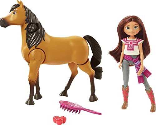 Dreamworks Spirit GXF95 - Reitabenteuer Set mit Lucky Puppe (17,78 cm) & Pferd Spirit (20,32 cm), Spielzeug ab 3 Jahren