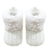 Voberry Baby Premium Soft Sole Anti-slip Warm Winter Infant Prewalker Toddler Button Snow Boots (6- 12months(12CM), White)