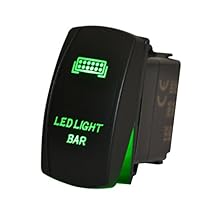MicTuning LS08102 5pin LED Light Bar Rocker Switch, On-Off LED Light, 20A 12V, Green