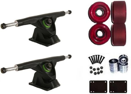 Longboard Reverse Kingpin 9.5" Black Trucks Skateboard Deck Package Slide Wheels, Abec 7