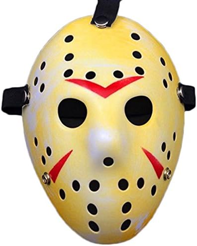 WELLIN Halloween Friday The 13th Horror Hockey Jason Cosplay Mask (Yellow)
