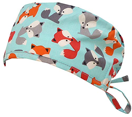 Mens and Womens Surgical Scrub Cap - Friendly Foxes
