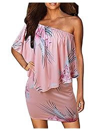 GIKING - Vestido de túnica con volantes y estampado de la bandera americana para mujer