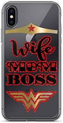 iPhone X Wonder Woman Superhero Slim Designer Cell Phone Case Printed Design Clear Transparent Back