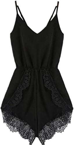 Meily? Women Strap Sleeveless Lace Chiffon Jumpsuit Rompers Playsuit