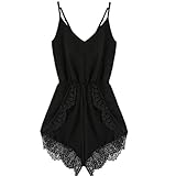 Meily? Women Strap Sleeveless Lace Chiffon Jumpsuit Rompers Playsuit