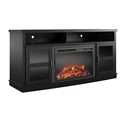 Ameriwood Home Ayden Park Fireplace TV Stand up to 65" in Black Oak
