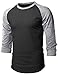 Hat and Beyond Mens Vintage Baseball Raglan 3/4 Sleeve Plain Casual Tee Basic Active T Shirts