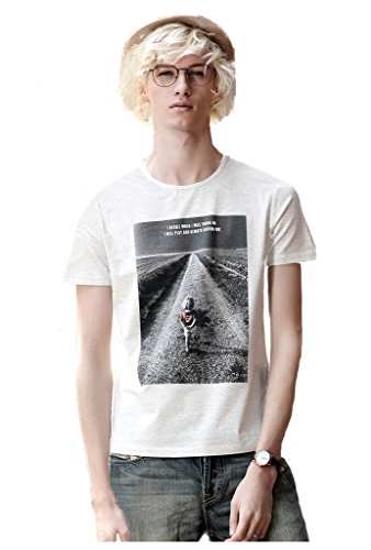 Faleto Mens Women Cotton Short Sleeve Round Neck T-shirt Girl\'s Back Printing Stylish Tee Shirt,Light Heather Grey XXL