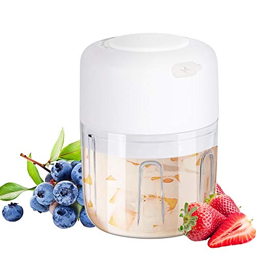 Wireless Electric Small Food Processor, Mini Food Choppers For Garlic Veggie Vegetables fruit,Salad Mincing & Puree,Kitchen,1 Cup 8 0z,BPA free,White