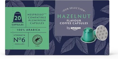 Capsule di caffè in alluminio aromatizzate alla nocciola compatibili con Nespresso, 20 pezzi (1 confezione da 20), Certificato Rainforest Alliance