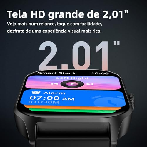 Bettdow smartwatch de 2,01 polegadas possui bateria com duração superior a 15 dias, mais de 120 modos esportivos, resistência à água 1ATM, relogio smartwatch com iOS e Android (Ouro rosa)