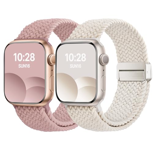 Fullmosa Braided Elastic Strap for Apple Watch Bands 44mm 40mm (SE3 2 1) 42mm Series 11/10 46mm 41mm 38mm, Magnetic Nylon Solo Loop Straps for iWatch Series 11 10 9 8 7 6 5 4 3 3 3 2Ultra
