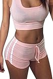 Pink Queen Women's Sexy Sport Active Tank Top Shorts 2 Piece Tracksuit
