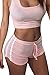 Pink Queen Women's Sexy Sport Active Tank Top Shorts 2 Piece Tracksuit